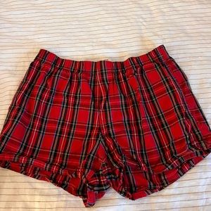 j crew mens 35-37 large red plaid boxers
